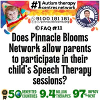 Does Pinnacle Blooms Network allow parents to participate in their child's Speech Therapy sessions?